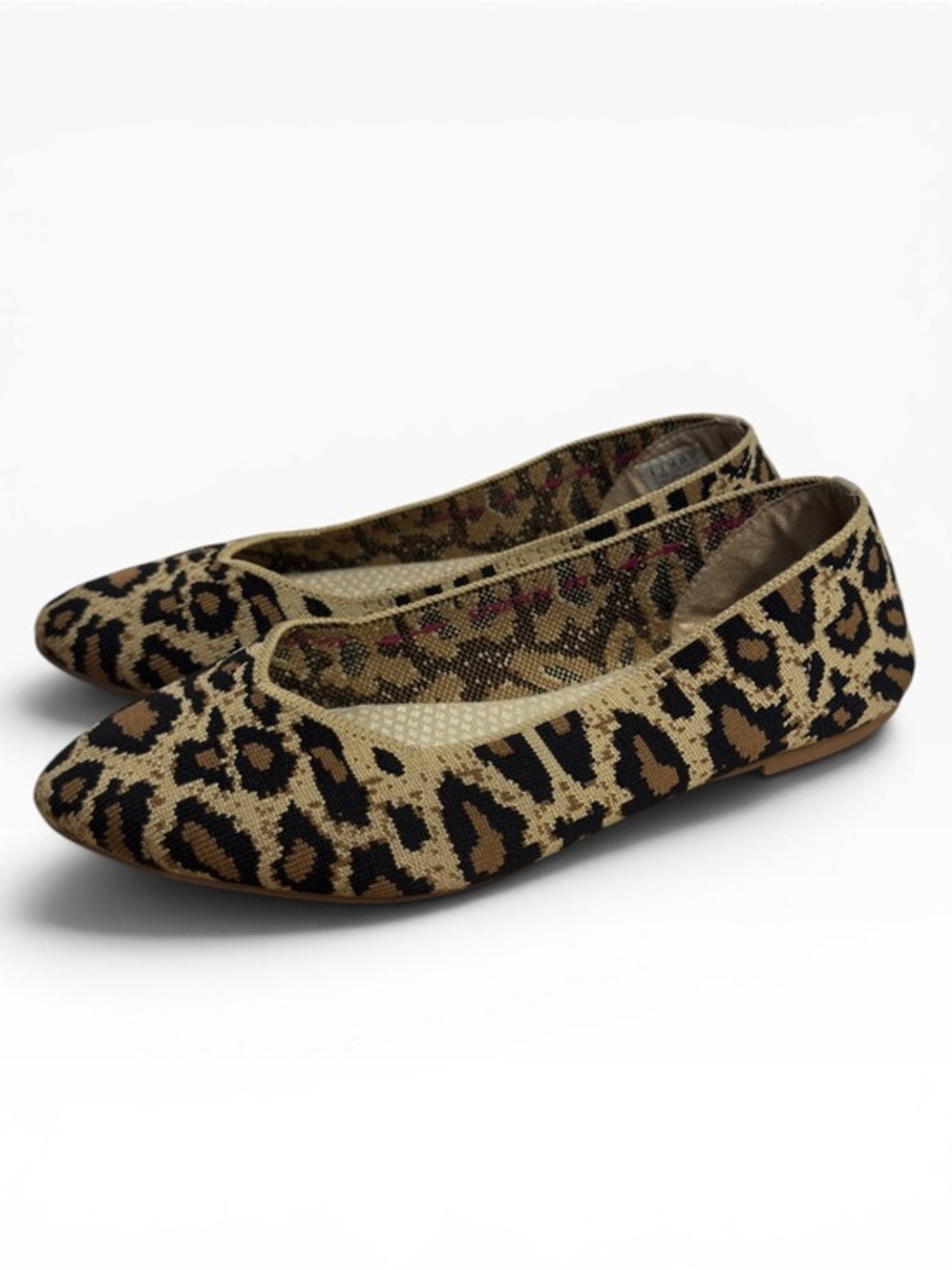 Skechers Cleo Claw-Some Leopard Print Knit Memory Foam Ballet Flats Women’s 8